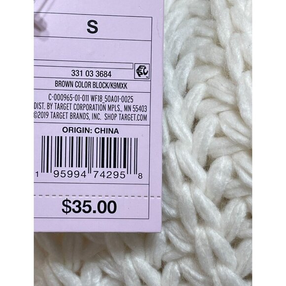 New Wild Fable Chunky Knit Cardigan Sweater Color Block Tan Cream Size S Small - Picture 5 of 6